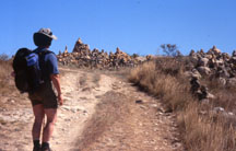 Susan Alcorn and worry stones on Camino de Santiago